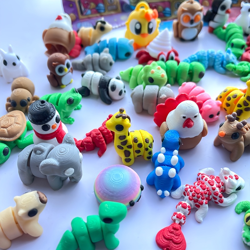 TEMU 28 Random Mini 3d Printed Animal Models, Including Ducks, , Frogs, Rabbits, Turtles And , Exquisite And Compact. Suitable For Jewelry Matching,
