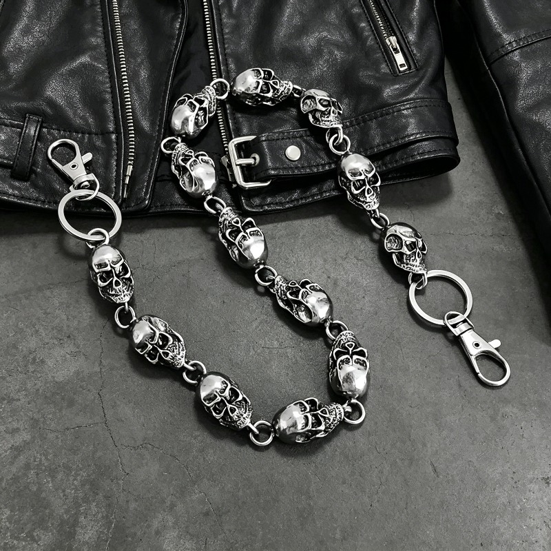 TEMU 1pc, Retro Hip-hop Punk Dark Skeleton Waist Chain, A Cool And Stylish Accessory For Men And Gothic Fashion Accessory Skull Key Chain And Wallet