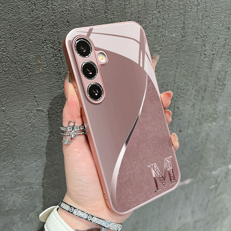 TEMU Phone Case: Artistic Galaxy Letter M Pattern Glass Phone Case, Suitable For Galaxy