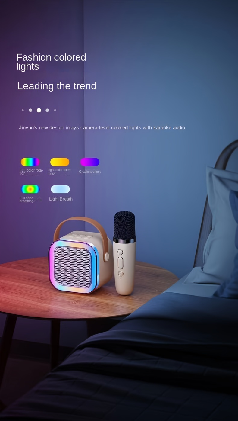 3pcs Set Portable Mini Karaoke Machine with 2 One Wireless Microphone-USB Rechargeable, Suitable for Birthday Party and Family Entertainment, LED Light Karaoke Machine, Birthday Party, Family Gathering, Christmas Gift, Birthday Gift