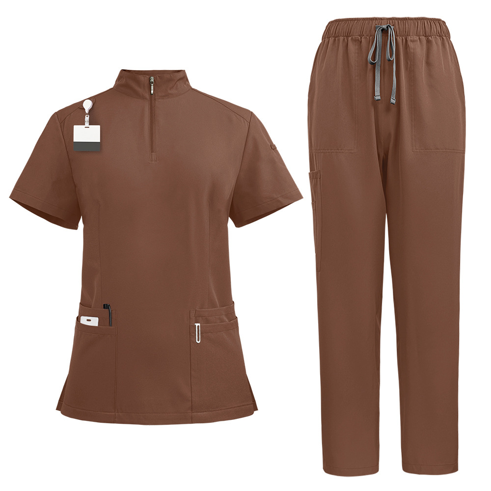 Traje de Lavado a Mano con Cuello Alto y Cremallera, Uniforme de Enfermería, Conjunto de Uniforme de Trabajo, Uniforme para Enfermeras, Salón de Belleza, SPA para Hombres y Mujeres