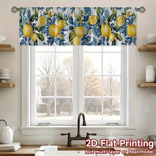 2d flat 2d flat print 54x17 7in 137x45cm lemon floral color bohemian valance curtain machine washable rod light filtering for kitchen dining living room decor bohemian home decor
