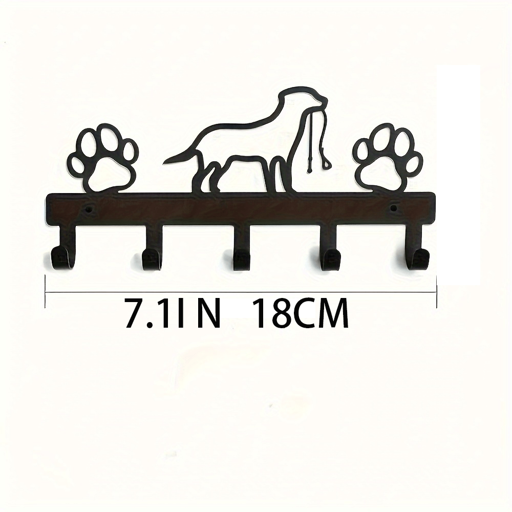 TEMU Multi-functional Wrought Key Hook, Pet Dog Coat Hanger, Collar With 5 Hooks, Leash Wall-mounted Organizer Rack