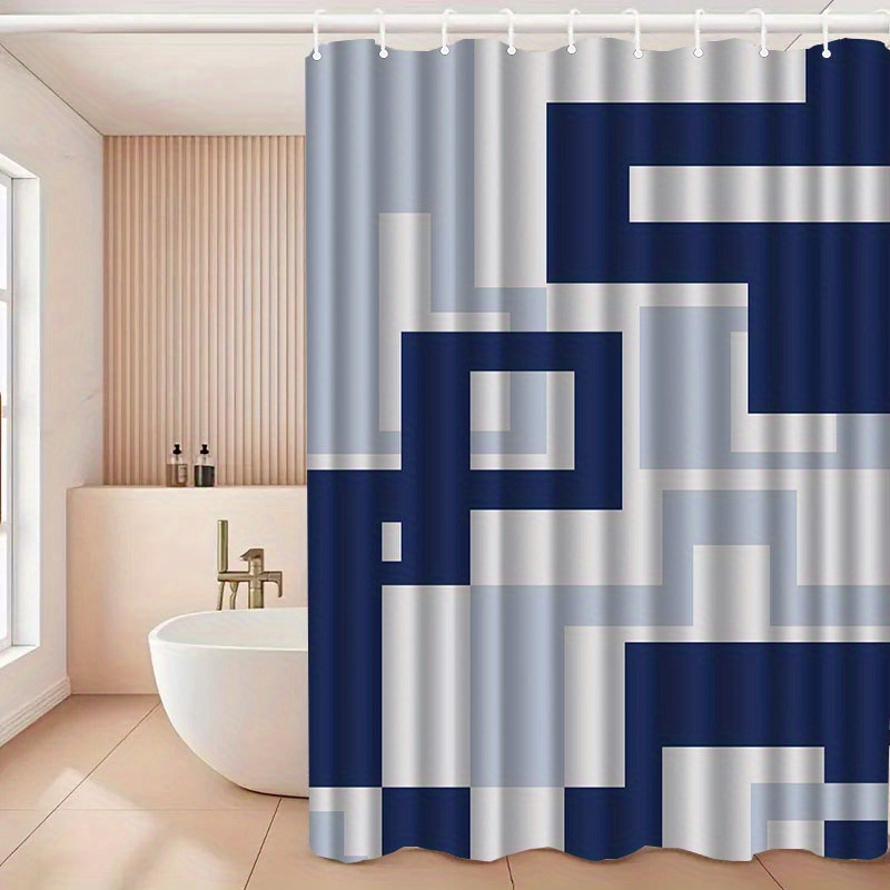 Simple Irregular Pattern Shower Curtain with Hooks