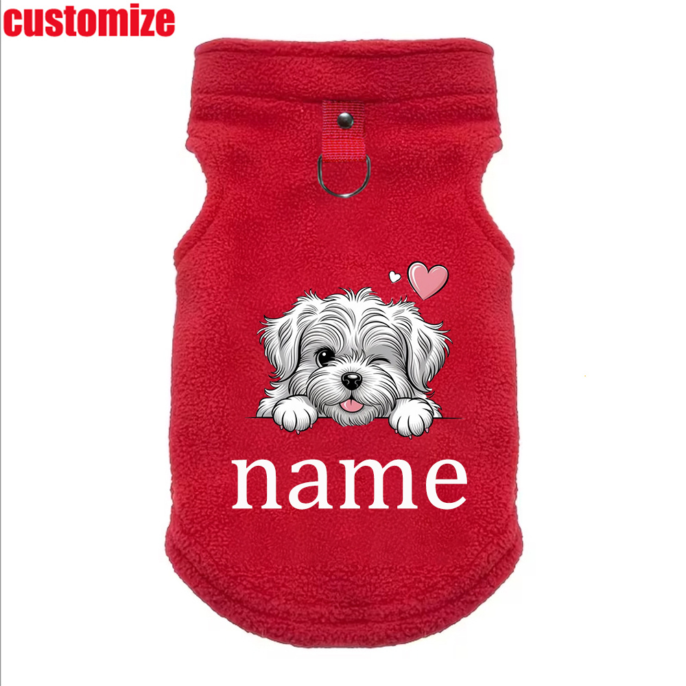 TEMU Abbigliamento per animali domestici personalizzabile disponibile in 7 colori, con stampa di un cucciolo di Maltese che "ammicca". e per un tocco