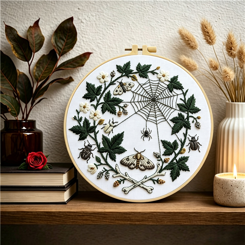 Complete DIY Hand Embroidery Kit with Spider Web Pattern