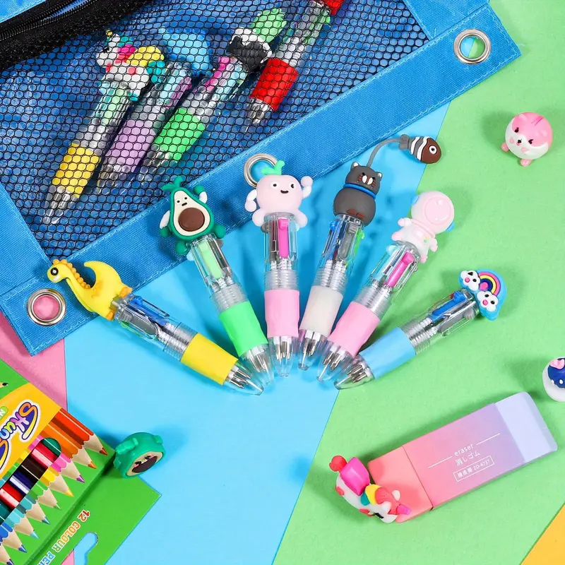 24pcs mini 4 in 1 multicolor retractable ballpoint pens mini pen set with blue red black green ink school supplies classroom prizes giveaways year end gifts christmas gifts h Product details 6