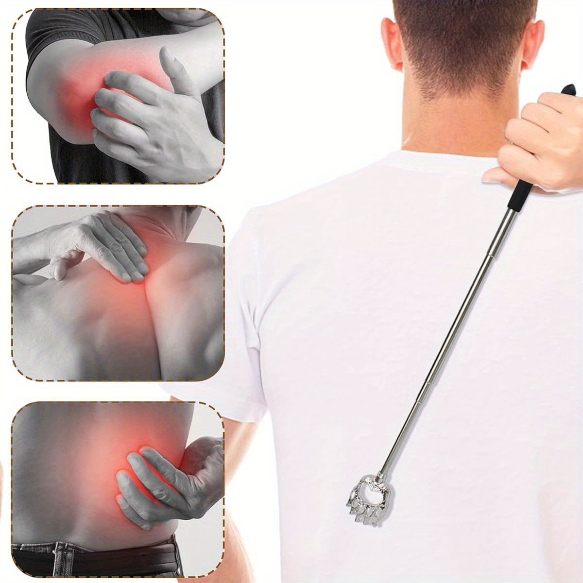 3pcs telescopic back scratcher with extendable shaft heavy duty   massager for back neck shoulder ideal gift for men women dad compact portable for   spa use birthday christmas fathers day present massagers for neck and back metallic   sturdy construction Product details 0