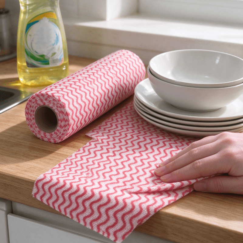 TEMU Wet And Dry Cleaning Cloth, Designed For The Kitchen, Made Of Thickened Synthetic Fiber, Absorbent, And Durable. Suitable For Dishwashing And