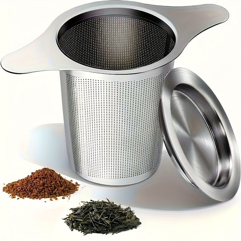TEMU 18/8 Stainless Steel Tea Strainer Double Handle Tea Filter Tea Additions - And Large Capacity For Loose Leaf Tea And Coffee, With Lid
