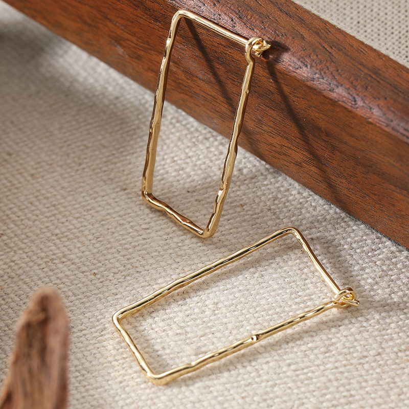 Women's Simple Square Hammer Pattern Earrings, Daily Commuting