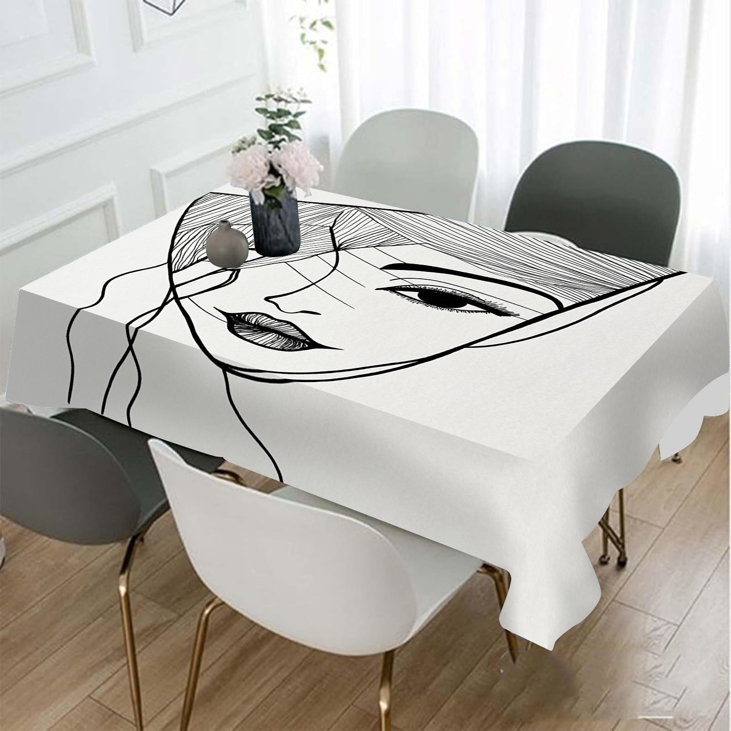 

1pc Nappe Élégante et Blanc avec Design de - Polyester Anti-Poussière, Couverture Rectangulaire pour Tables à Manger et Coffe, Accessoire Décoratif Stylé, Décoration de Table