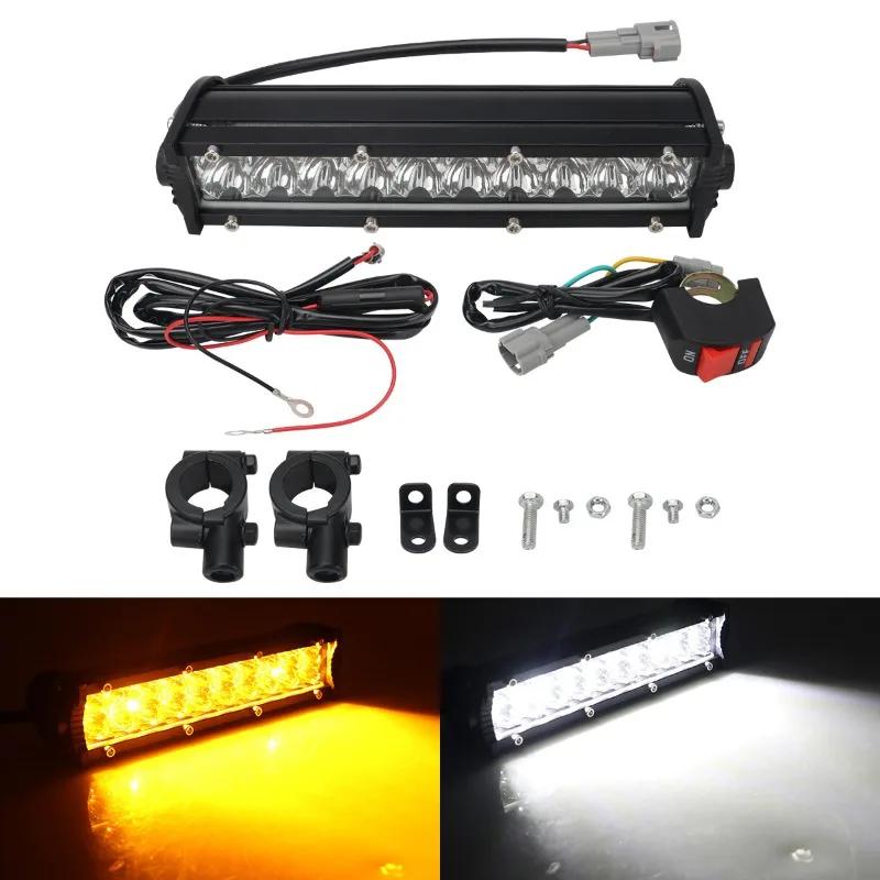 TEMU Motorcycle 20 Led And Amber Light Bar Kit With Mounting Bracket Switch Wiring For Universal Most 7/8" Handlebar Dirt Pit Bike, Without Battery