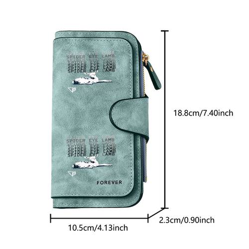 1pc billetera larga con de imágenes de ojo de y , bolso de tarjetero de gran capacidad, estuche para tarjetas de crédito, billetera bifrontal con con cremallera, para almacenar tarjetas de crédito, , llaves, teléfono, ideal para el desplazamiento , viajes