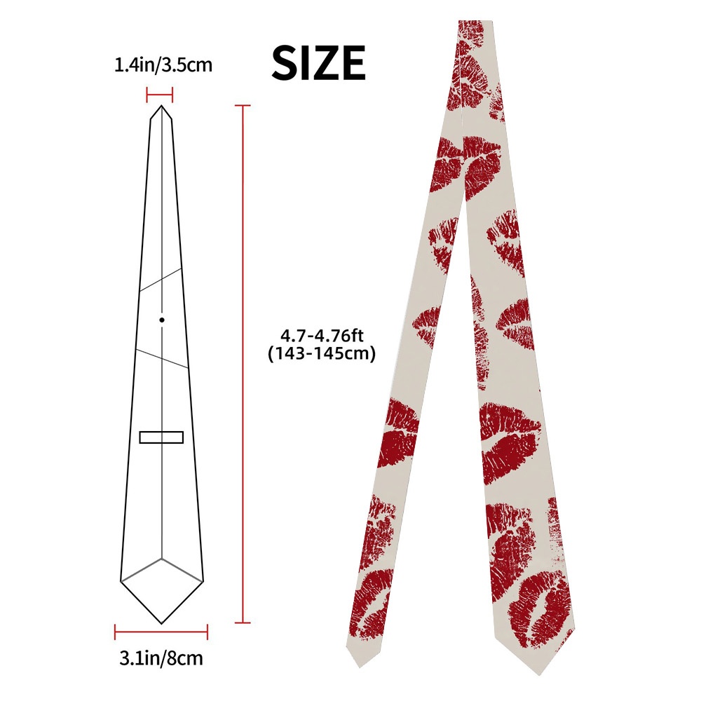 TEMU 1pc Valentine Red Lips Tie – A Thoughtful Birthday Gift For Your Father, A That Fits Any Formal Event
