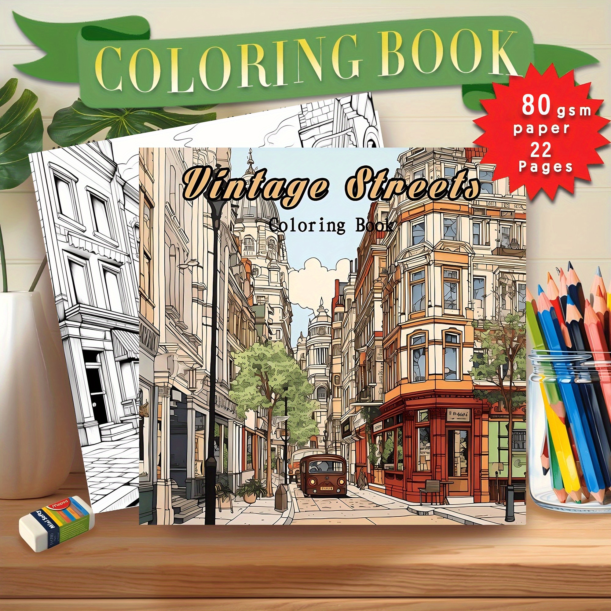 

Vintage Coloring Book For Adults - 22 Pages, Relax Art Gift, Birthdays, Easter, Thanksgiving &