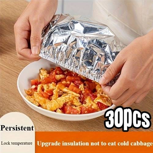 30pcs food grade reusable aluminum foil covers tabletop warmers for bowls dishes food hot and fresh insect dust proof portable kitchen storage solution dish covers lightweight design practical kitchenware heatresistant material bowl and dish covers home cooks outdoor dining
