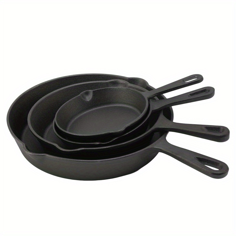 TEMU Cast Iron 4pcs Frying Pan Set With Handles - Versatile Kitchen Utensils For , Baking, And Cooking - Perfect For Pies And Cheese Omelets