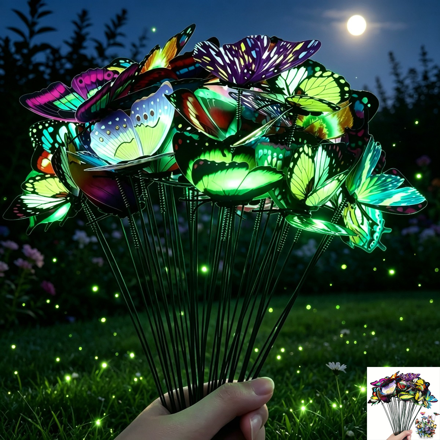 TEMU 【3d】 18pcs Glow In The Dark Luminous Stakes Outdoor Decorations For Flower Arrangements Garden Party Favors (no Electricity Needed)