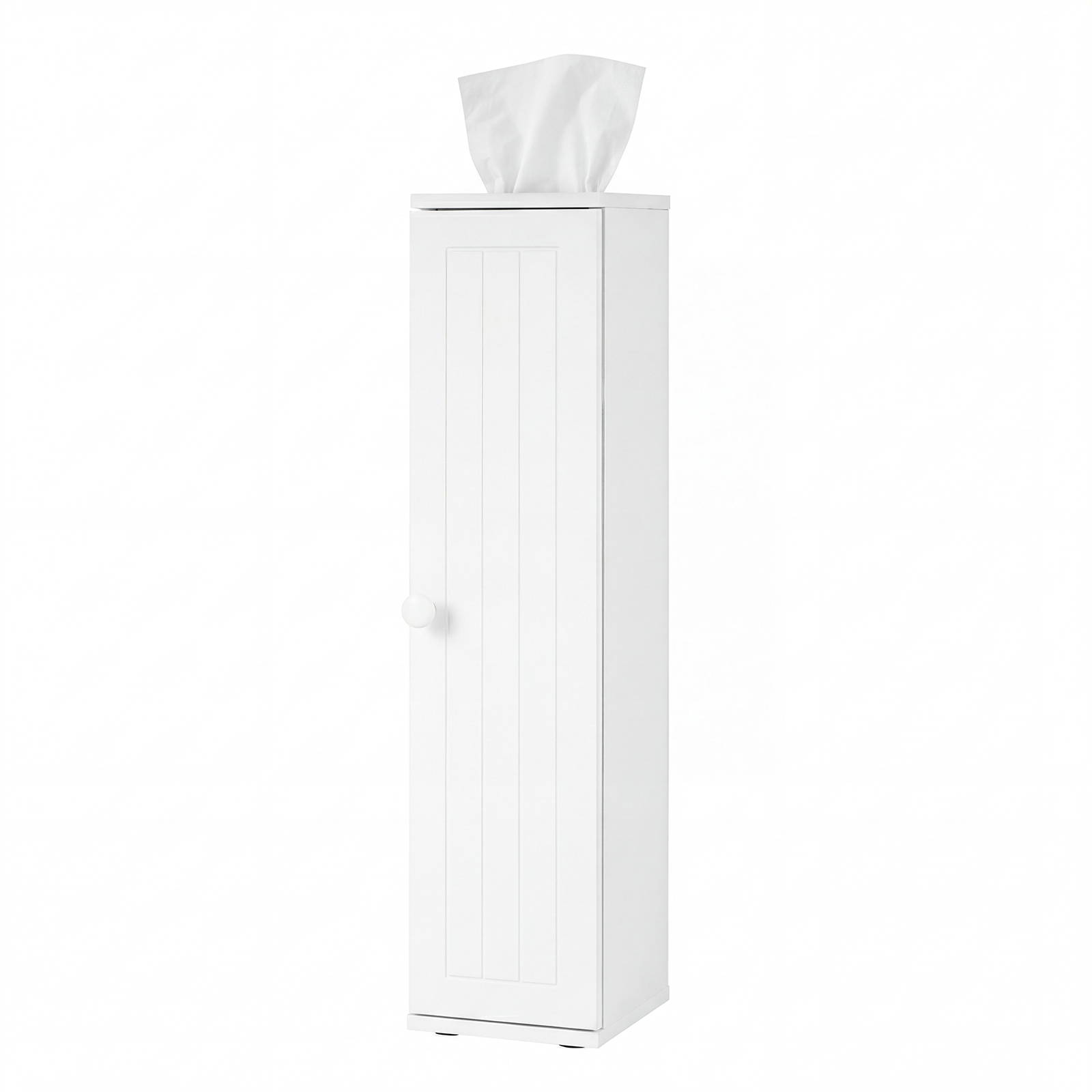 Image of Small Bathroom Storage Cabinet, Corner Floor Cabinet With Door And Removable Shelves, Narrow Toilet Paper Holder, Slim Storage Organizer For Small Spaces, 6.5" X 6.5" X 27", White