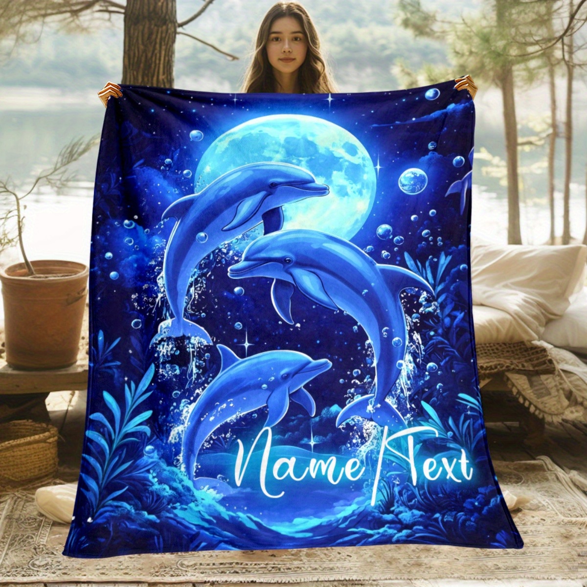 TEMU 1pc Custom Name In Blanket-lightweight Home Furnishings Bedding Blanket Suitable For Sofas Beds Travel Camping Living Rooms Offices Sofas Chairs