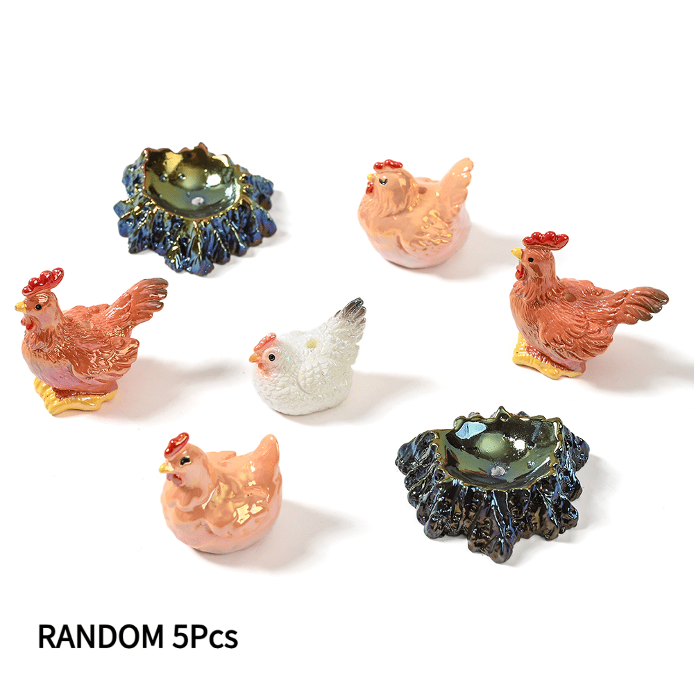 TEMU 5pcs 32mm Resin Chick-shaped Beads, Random Mixed Colors Glossy Simulated Chick Large Hole Through-hole Beads For Handmade Bead Stringing Pen