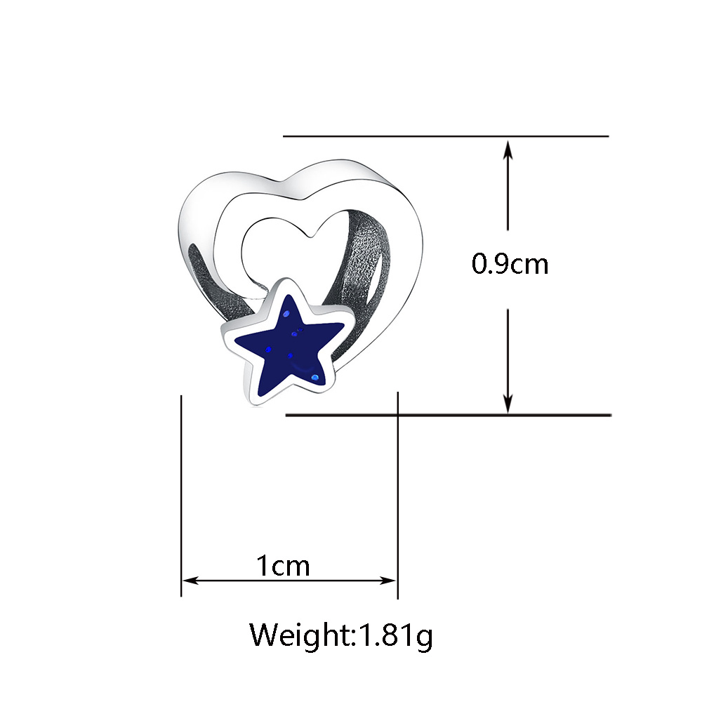 925 Silver Sky Heart Design Bead, Perfect for Crafting