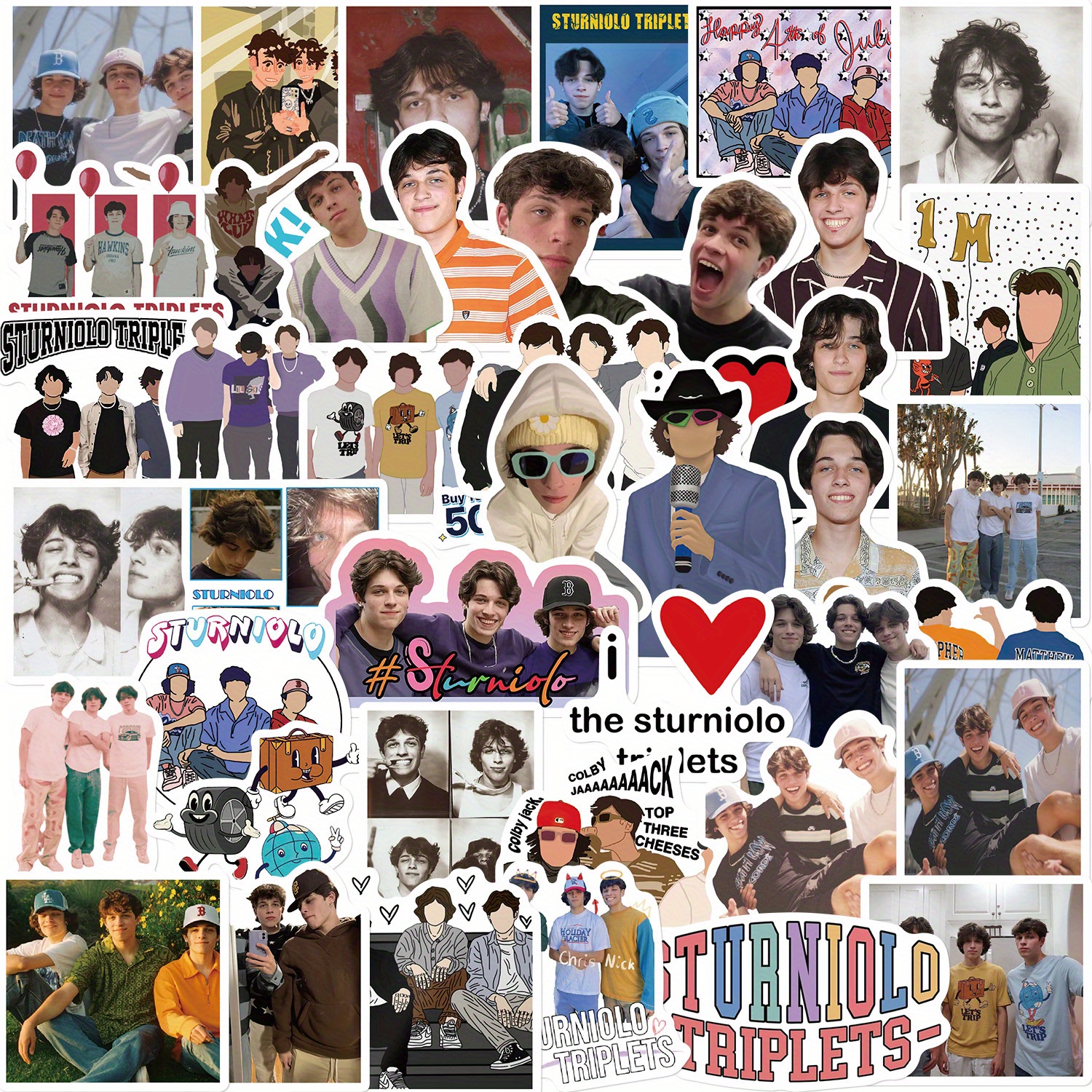 50pcs Sturniolo Expresses Yourself! Sticky Notes, Funny Faces, Hearts & Customizable i hashtags - Waterproof Vinyl Self-Adhesive Pasties for Laptop, Water Bottle, Skateboard, Phone, Bike, Guitar, Luggage - Trendy Youth Decoration (No Residue Removal) - Perfect Gift for Teens & Adults, Expressive Characters, Noresidue Stickers