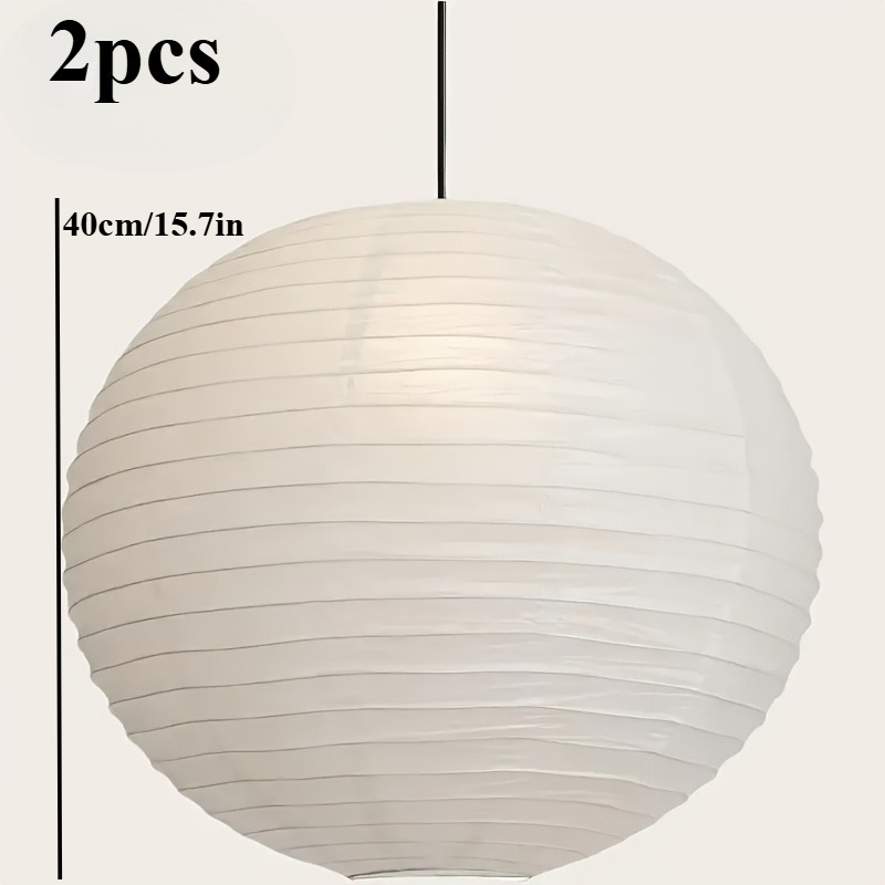 TEMU 2pcs White Paper Lantern Hanging Decoration, 40cm/16inch Large Paper Lantern, Hanging Paper Lampshade, Suitable For Living Room, Bedroom, Home