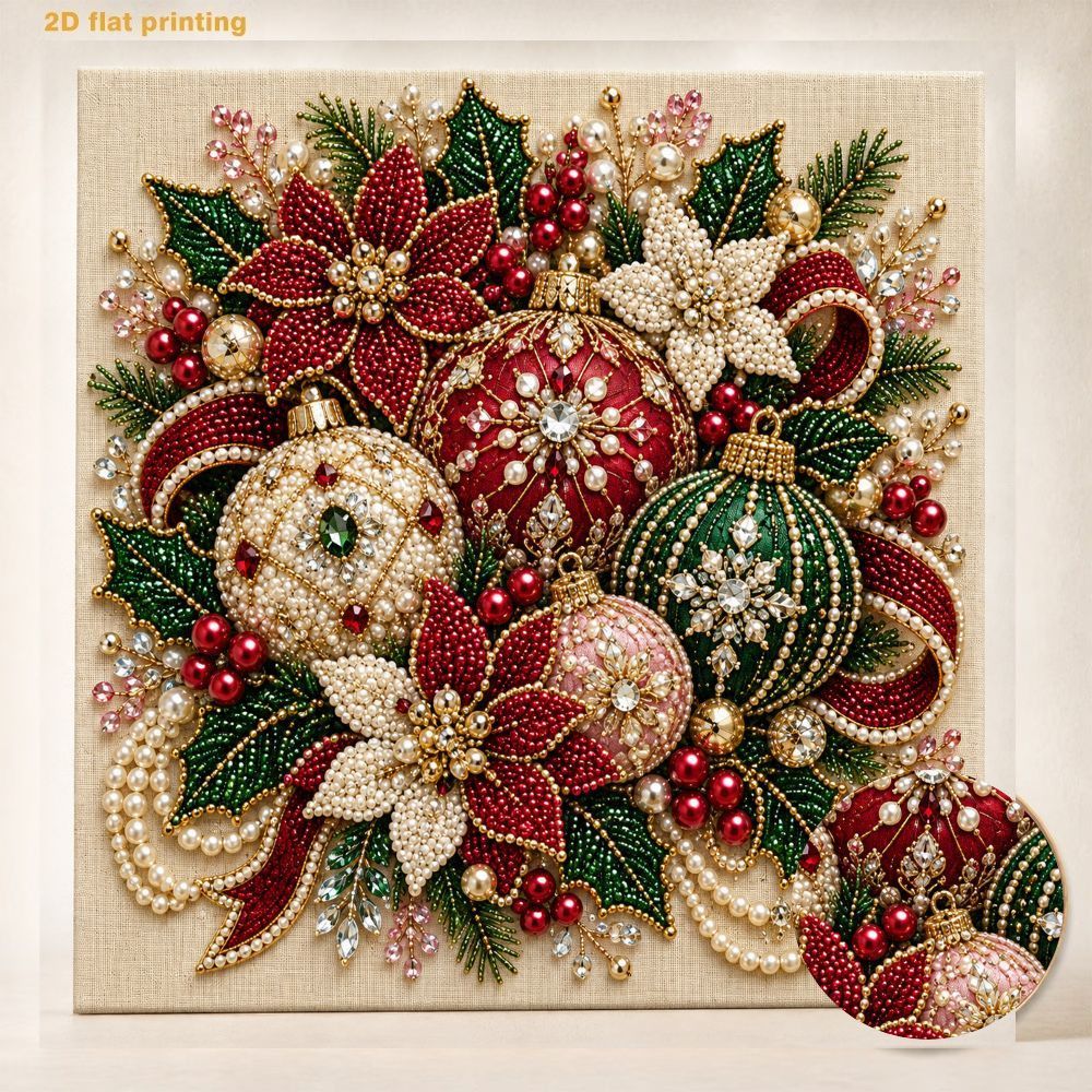 TEMU Pearl Art Painting Kit Pearl Art Painting Handmade Ornaments Christmas Holiday Theme Frameless Art Decor Full Set Shiny Round Diamond Tool Kit
