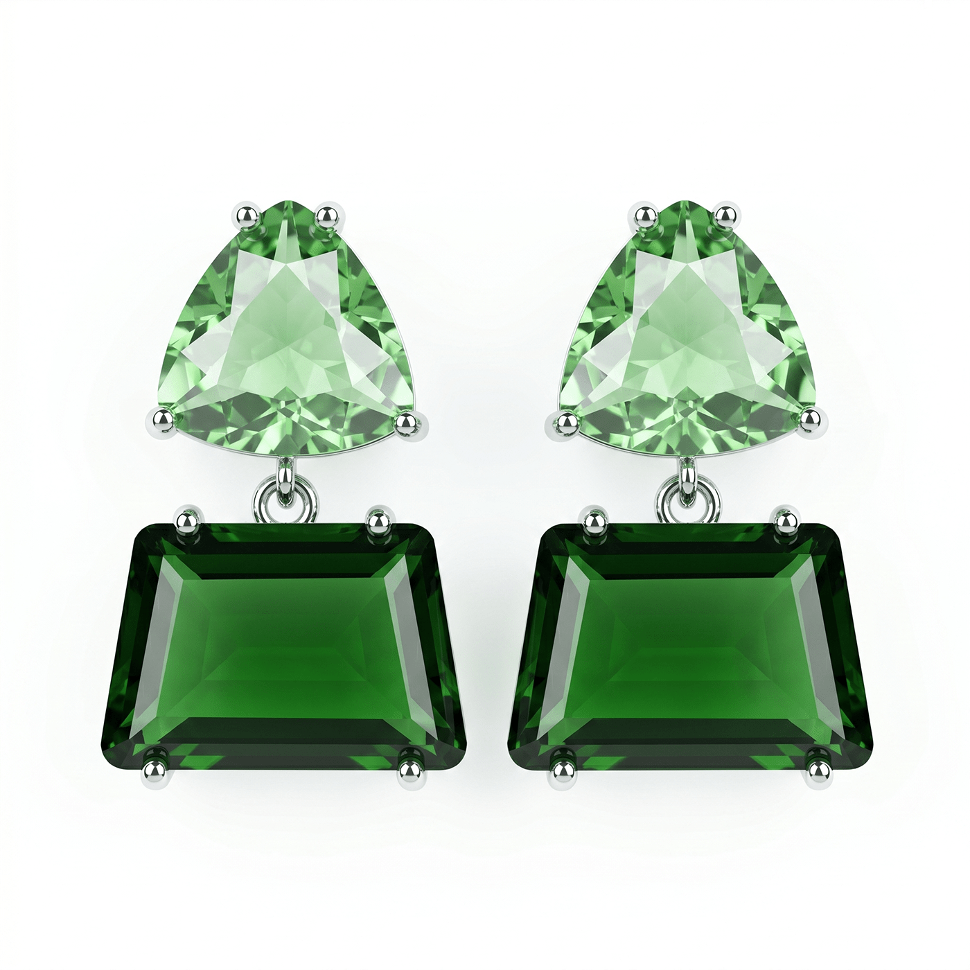 TEMU A Pair Of Green Geometric Earrings, Easy And Elegant Style, Copper Inlaid With Synthetic Synthetic Synthetic Zircon, Suitable For Daily Wear,