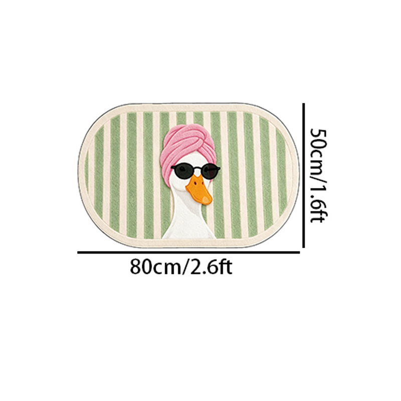 TEMU Non-slip Duck Rug Suitable For Room - Oval With Plastic Backing, Soft Duck-shaped Mat For Bedroom, Entryway, Stairs, Decor, Hand Washable Rug