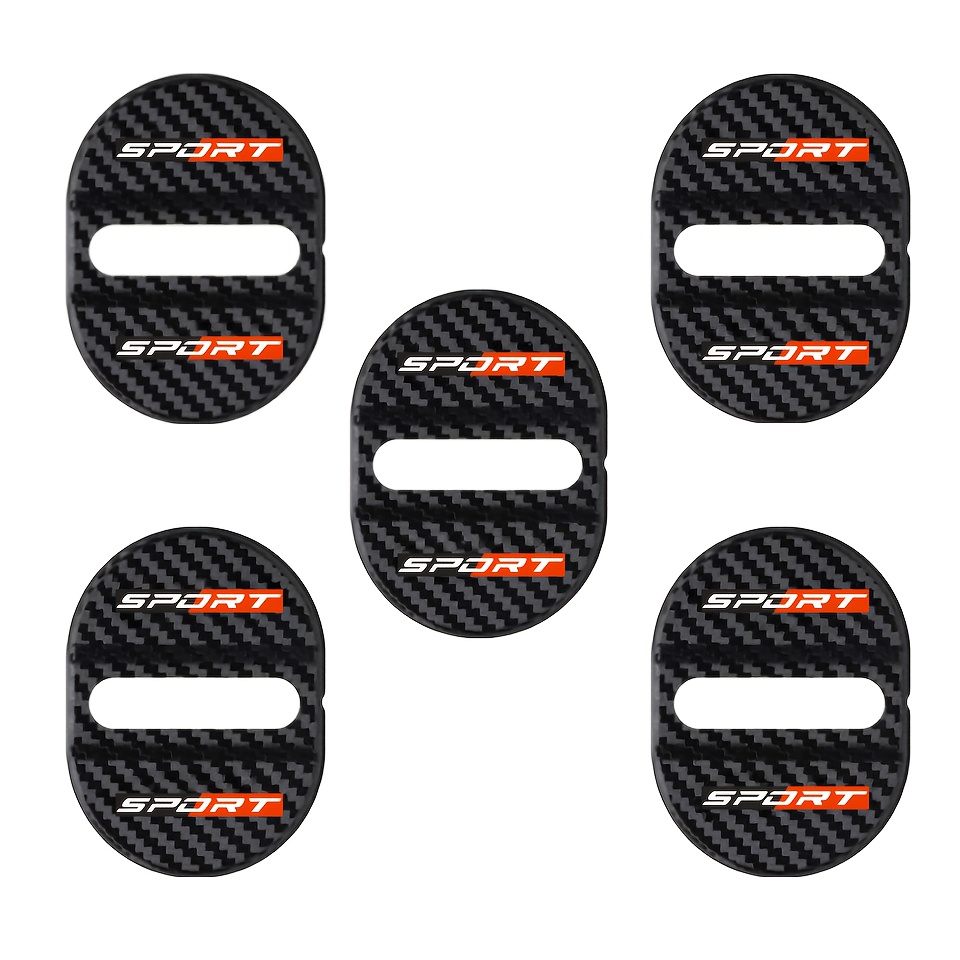 TEMU Juego de 5 protectores deportivos para cerraduras de puerta de coche. Diseñados con de fibra de carbono, cuentan con funciones como absorción de