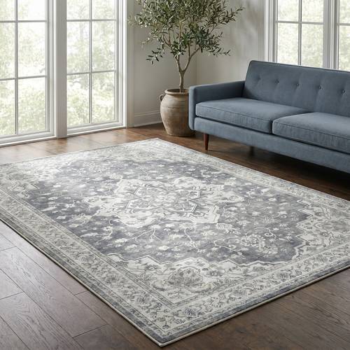 washable printed area rug 5x7 6x9 8x10 9x12 vintage medallion indoor carpet non slip low profile rug for living room bedroom