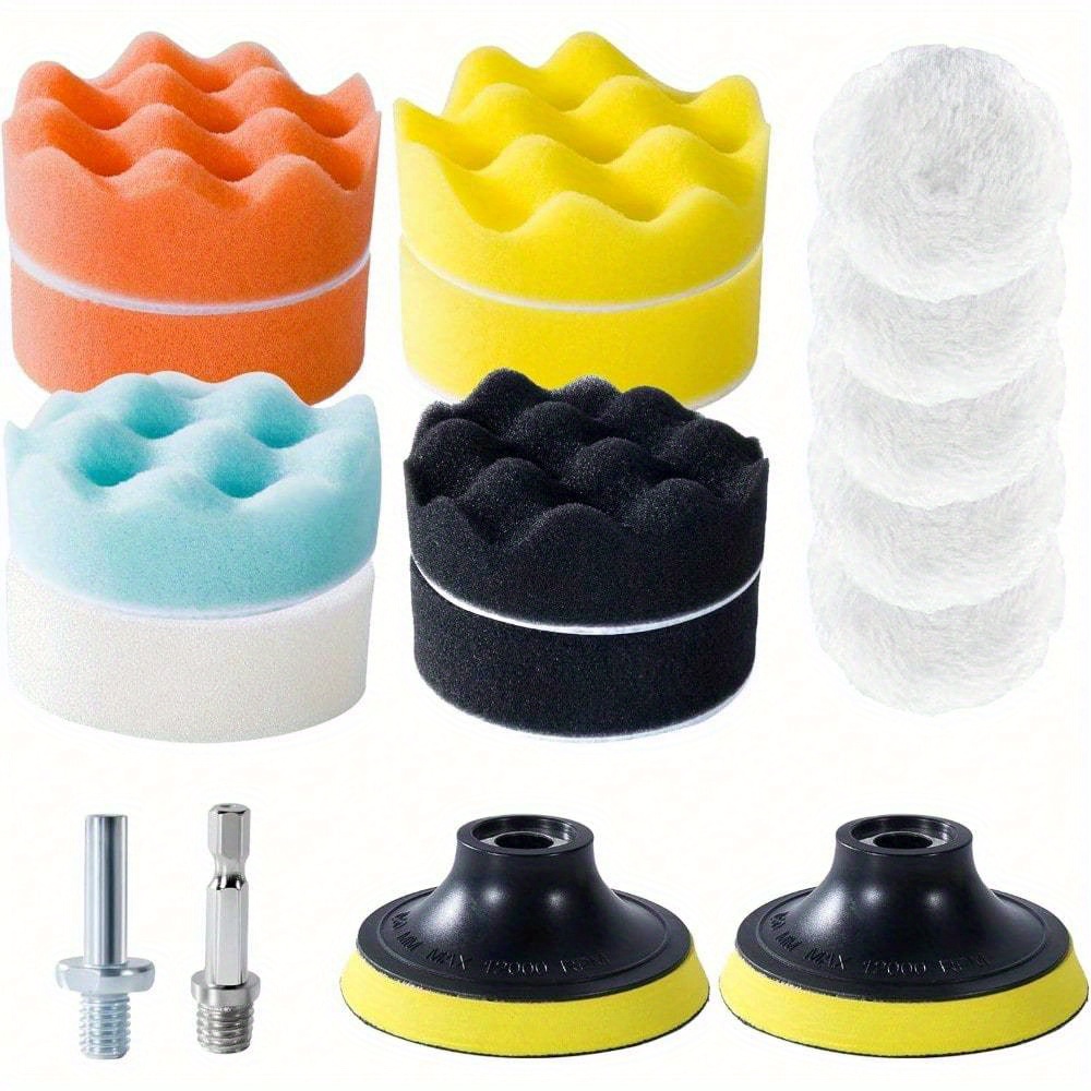 17pcs Car Polishing Sponge Set With 80mm Honeycomb Polishing Pads