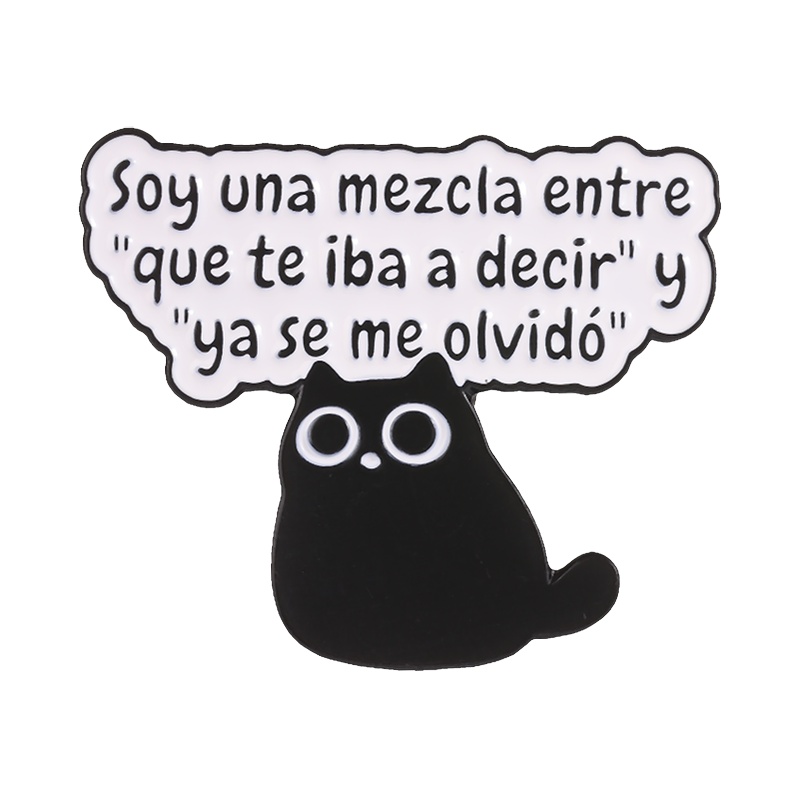 TEMU 1pc de Gato Negro Lacado Multicolor - Divertido Pin de Resina con de Texto en Español - Accesorio - Pin de Moda para Ropa, Mochilas, Sombreros,