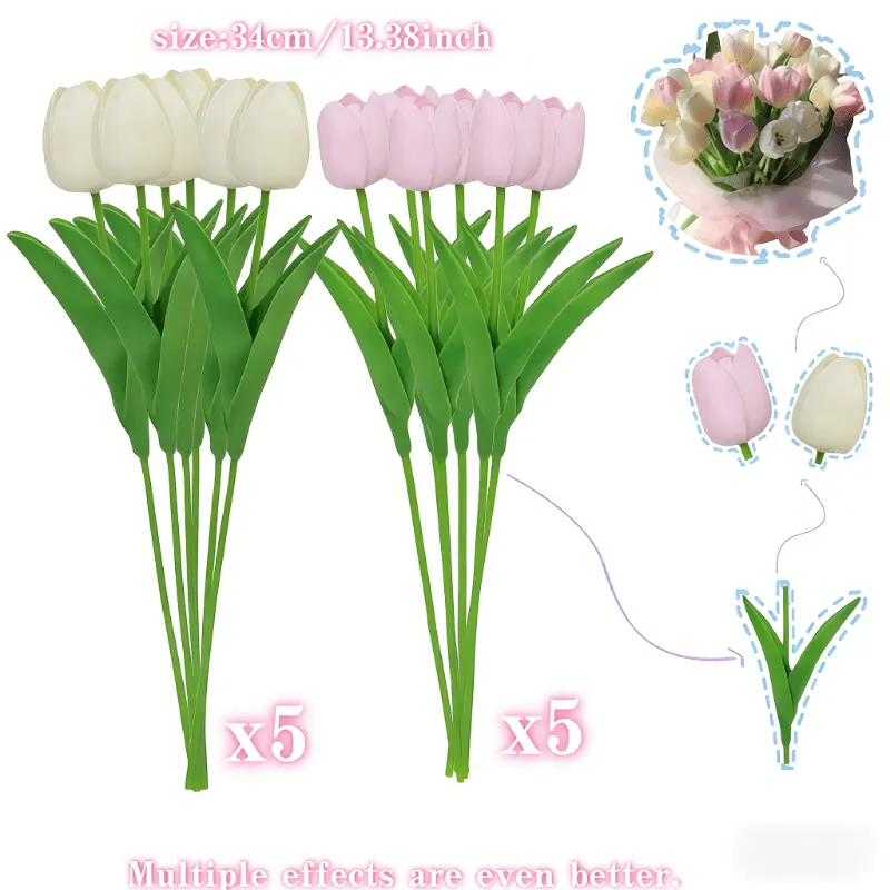 samttextur 10 teiliges set realistischen künstlichen tulpen