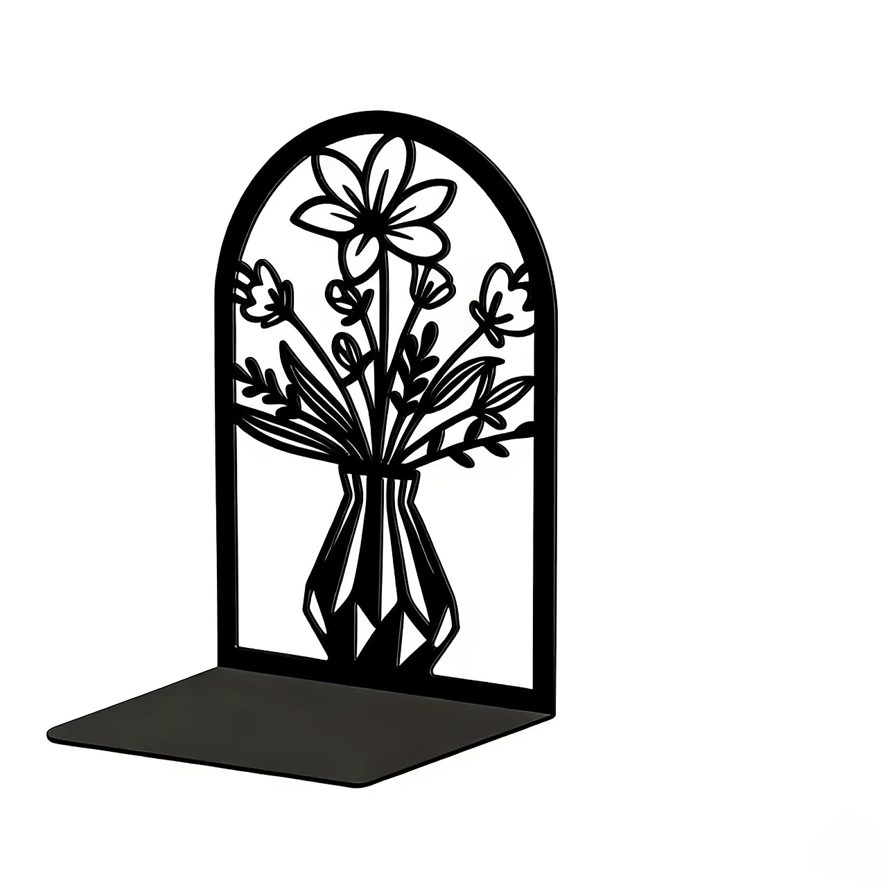 TEMU Black Acrylic Bookend, Openwork Artistic Book Stand With And Rose Pattern, Sturdy And Non-slip Desktop Book Support, Suitable For Library And