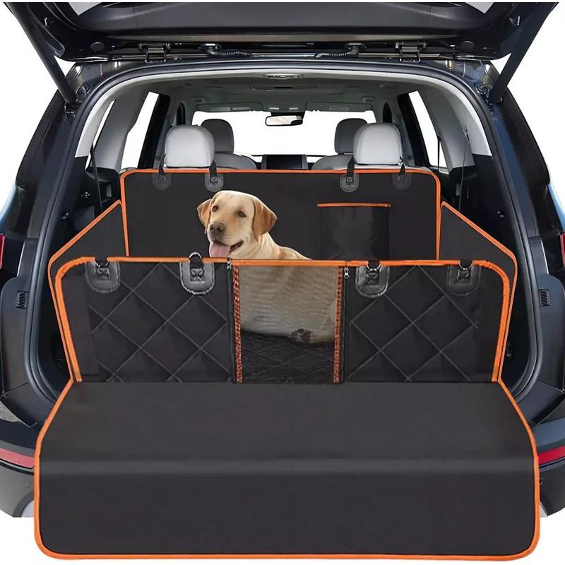 Car Pet Mat -in-1 Oxford 600d Hammock Protector With Pockets And Ventilation Mesh For Suv Sedan Transport Animal Mat For Trunk And Seat Anti-slip Black With Orange Trim Easy To Assemble