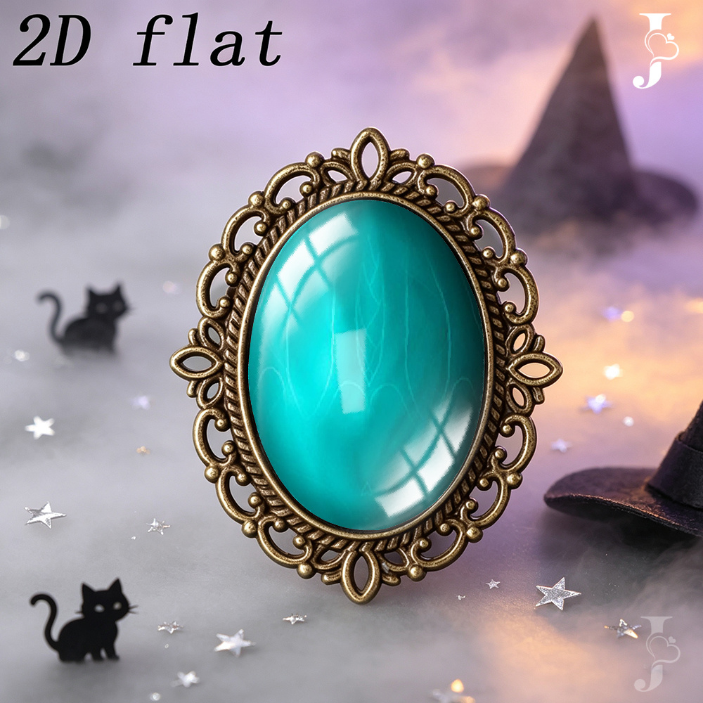 TEMU Insigne plat 2D, 1 pièce, ovale en verre, motif en verre à plate 2D, ornement polyvalent pour vêtements et sacs à dos, insigne unisexe vintage à