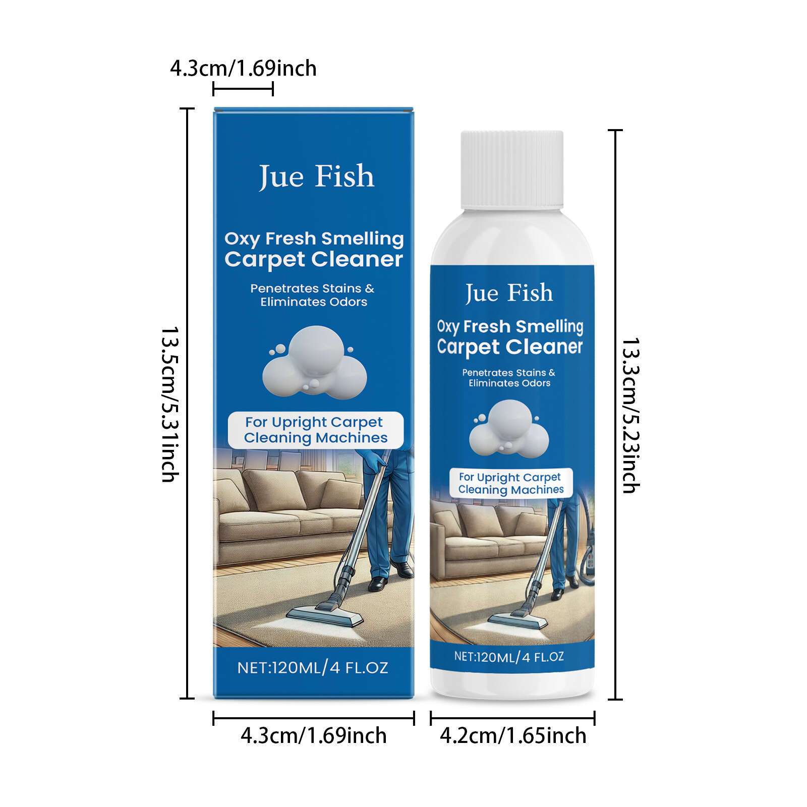 jue fish 120ml   carpet cleaner, stain & odor eliminator,   fabric cleaning solution with  , ideal for upright machines, indoor use on   textiles details 0