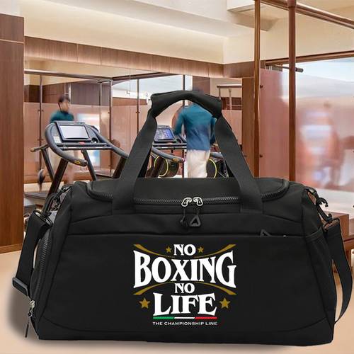 1pc of large capacity foldable sports bag with shoe compartment heavy duty high quality gym and swimming travel backpack adjustable crossbody hand carry straps durable high quality fabric suitable for school boxing outdoor black