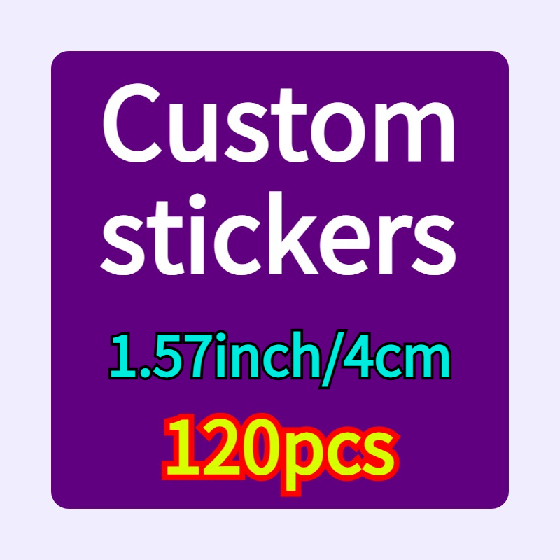 TEMU 120pcs Waterproof Glossy Pvc Round And Square Custom Stickers, 1.57/1.97/2.36/2.76/3.15in Personalized Logo Photo Text Labels, Custom Qr For