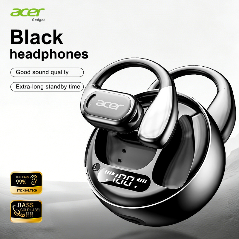 [genuine Acer Product] , Open-fit & Comfortable Wearing, Heavy , Low-latency Gaming Mode, Extra-long Standby, Touch Control, Built-in Microphone, Type-c Charging. Compatible With Mobile Phones