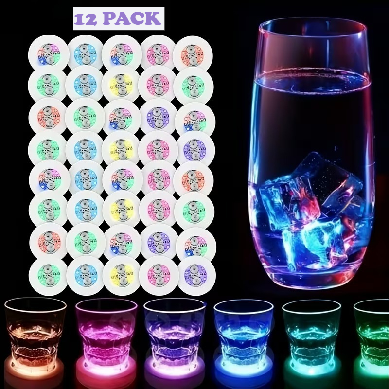 Image of 12-pack Durable Plastic Led Cup-shaped Light Sticks | Wine Glass Vase Decor Glue Bottle Lights, Button Battery Powered - With Battery, Christmas/wedding/party/bar/ktv Decoration Lights