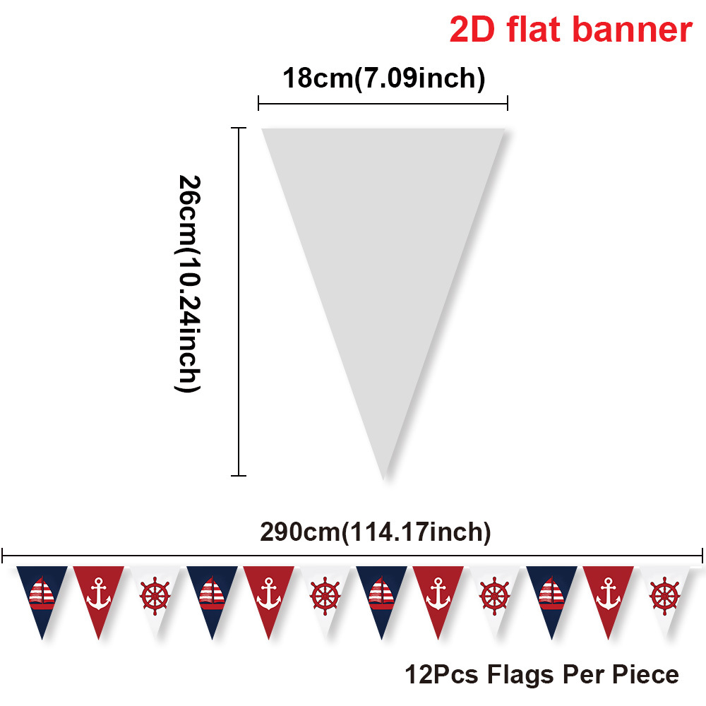 TEMU Bannière plate 2D, lot de 12 fanions de fanionnage , drapeaux triangulaires avec , , de navire, guirlande de fête rouge, bleu marine, blanc,