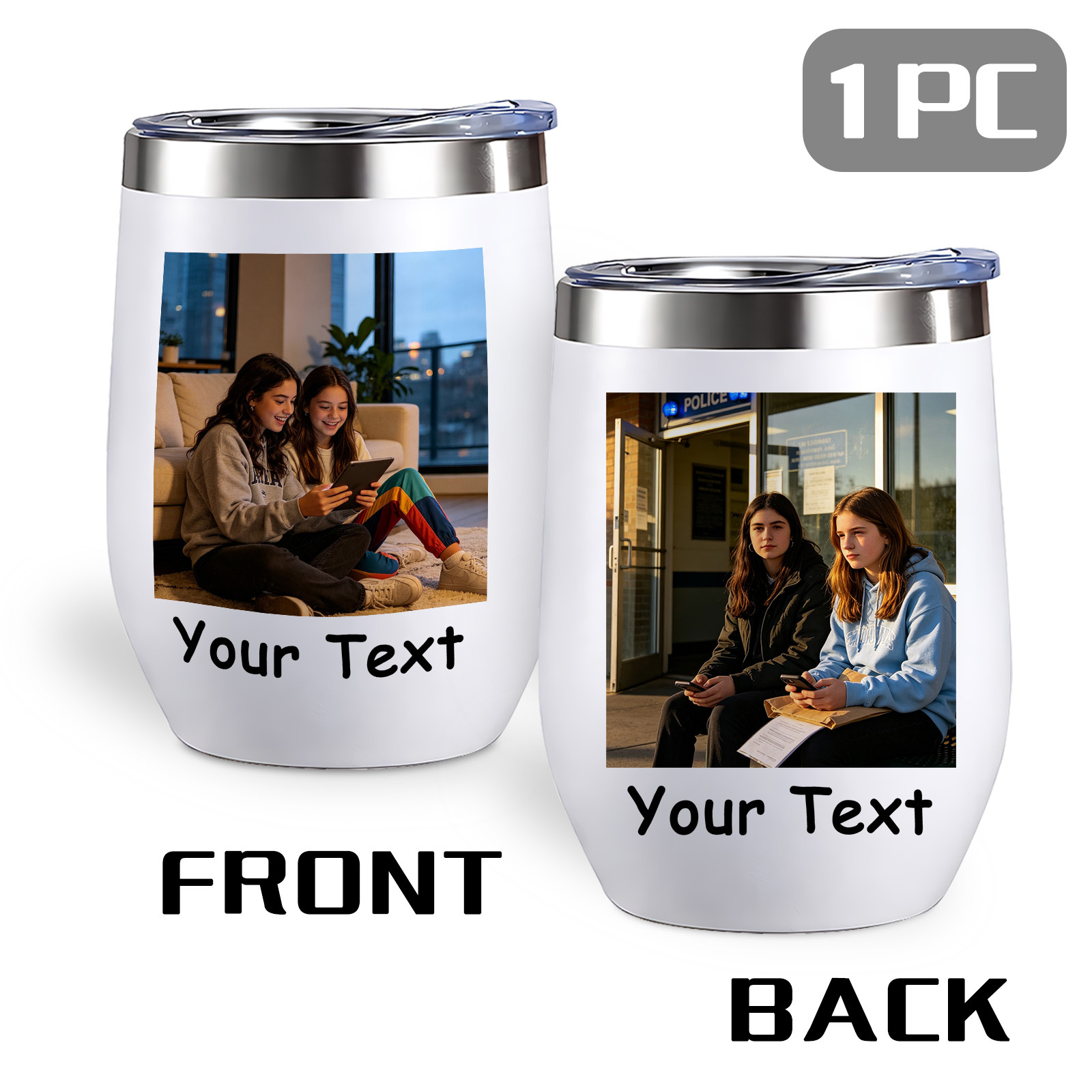 TEMU 1pc 12oz Stainless Steel Tumbler With Lid, Personalized Photo And Name Customization, Sublimation Cup, Durable Drinkware For Home Office,