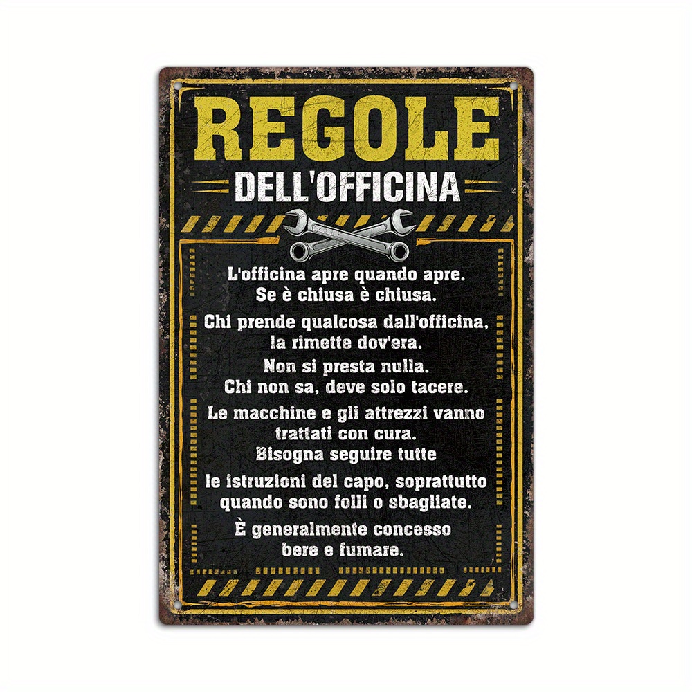TEMU Putuo Decor 1pc Italian Vintage Metal Tin Sign, Workshop Rules When It . If Closed, Closed, Wall Art Decor For Home Room Tool Room Workshop