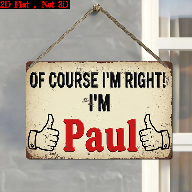 TEMU 2d Flat, 2d Flat Wooden Hanging Sign, I'm Right I'm Funny Quote Wall Plaque, Vintage Style Door Wall Decor, Novelty Humor Hanging Ornament For