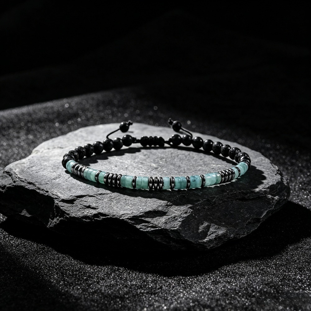 TEMU 1pc Protection Natural Stone Flat Bead Flat Knot Bracelet, Suitable For Daily Wear And Gift , Unisex